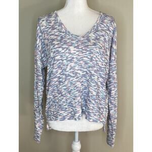 Code x Mode Boho Pullover Sweater Long Sleeve V-Neck Color Blocked Blue Size XS